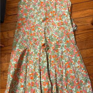 Free People Floral Green and Orange Dress